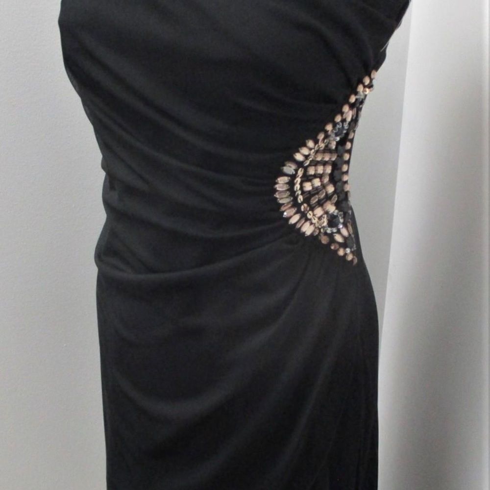 TEEZE ME Black Midi Strapless Dress WITH Bling NWT Size 7 - Picture 2 of 6